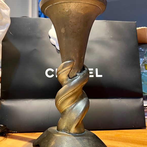 Art Deco/Art Nouveau Twisted Gold Candle Holder or Vase
